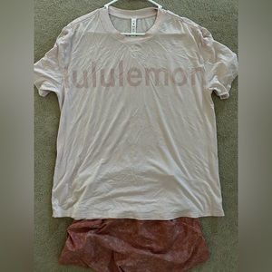 Lululemon shirt and short combo. Shorts size 8. Top is oversized t-shirt size 10
